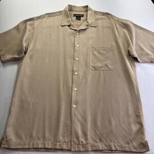VTG Daniel Gray Mens XL Camp Collar Shirt Tan Textured Waffle Knit Y2K 90s #0292